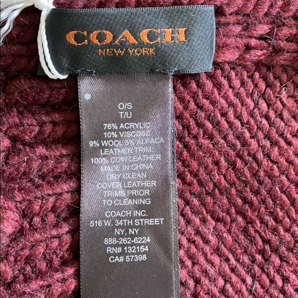 Coach Burgundy Pink 86201 Star Intarsia Scarf - Picture 3 of 7